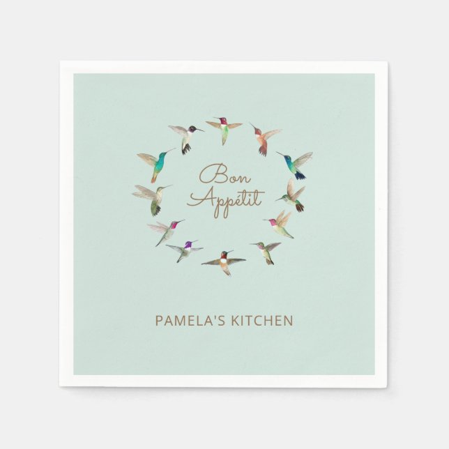 Custom Bon Appétit California Hummingbirds Napkin (Front)