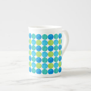 Custom Bone China Mug, Blue Moons Grid Pattern Mug