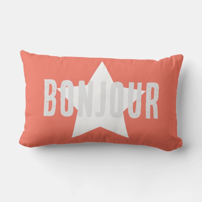 Custom Bonjour pink minimalism background Lumbar Cushion (Back)