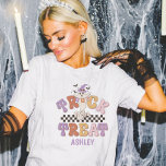 Custom Boo Ghost Cute Trick or Treat Halloween T-Shirt<br><div class="desc">Get into the Halloween spirit with our Custom Halloween Boo Ghost Trick or Treat Shirt! This spooky t-shirt features an adorable ghost design and can be personalised with your name. Perfect for kids and adults, it's a fun and festive way to celebrate the season. Soft, comfortable, and unique, this shirt...</div>