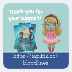 Custom Book Cover Character Thank You Author Square Sticker