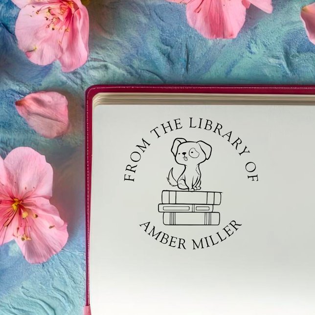 Custom Book | Cute Dog on Books Self-inking Stamp (Creator Uploaded)