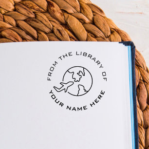 Custom Book Embosser World Travellers Aeroplane Self-inking Stamp