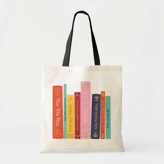 Custom Book Title Spine Tote Bag (Multi-Colour) (Front)