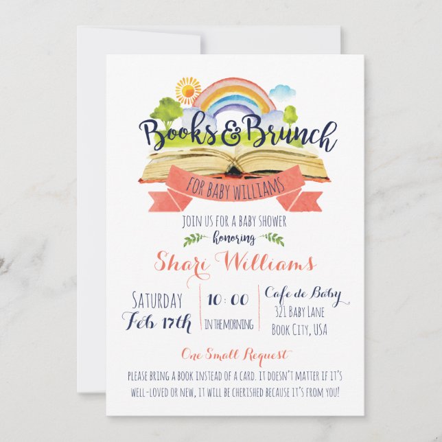 CUSTOM Books and Brunch Baby Shower Invitation (Front)