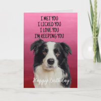 Custom Border Collie Birthday Card