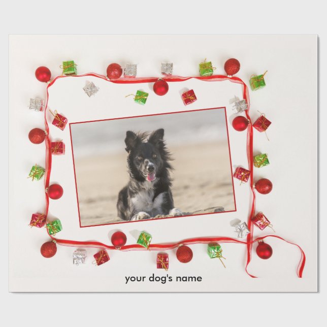 custom Border Collie Christmas wrapping paper (Flat)