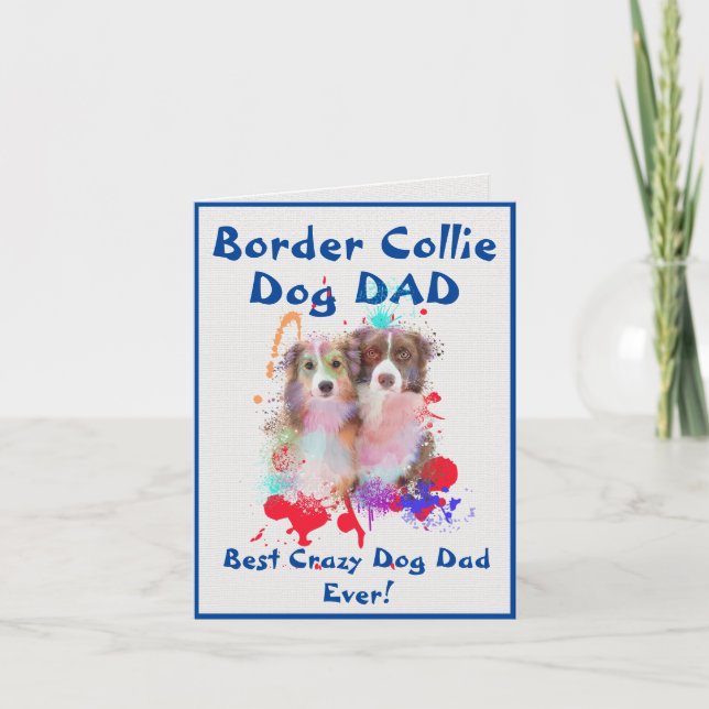 Custom Border Collie Dad Crazy Dog Dad Digital Card (Front)