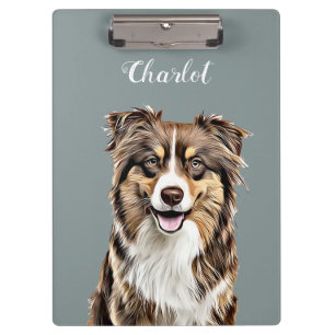 Custom Border Collie Dog Personalised Drawing Clipboard