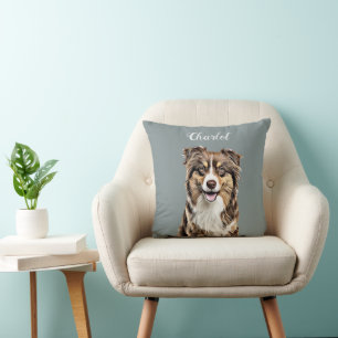 Custom Border Collie Dog Personalised Drawing Cushion