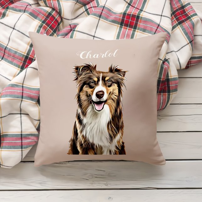 Custom Border Collie Dog Personalised Drawing Cushion (Creator Uploaded)