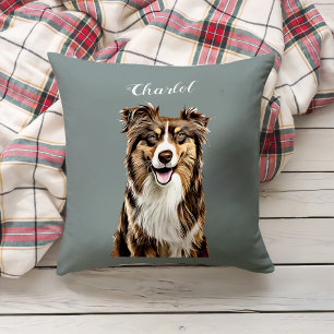 Custom Border Collie Dog Personalised Drawing Cushion