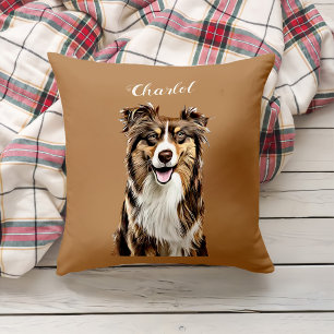 Custom Border Collie Dog Personalised Drawing Cushion
