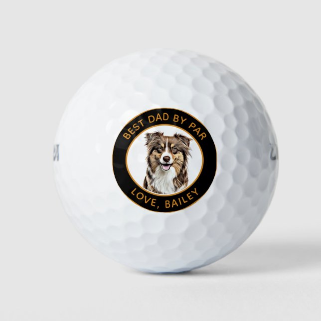Custom Border Collie Dog Personalised Drawing Golf Balls (Front)