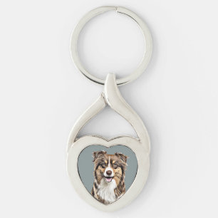 Custom Border Collie Dog Personalised Drawing Key Ring