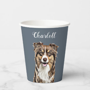 Custom Border Collie Dog Personalised Drawing Paper Cups