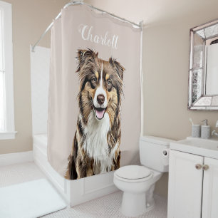 Custom Border Collie Dog Personalised Drawing Shower Curtain