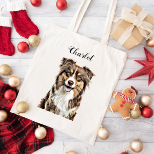 Custom Border Collie Dog Personalised Drawing Tote Bag