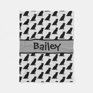 Custom Border Collie Dog Silhouette Fleece Blanket
