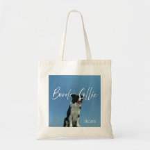 Custom Border Collie Photo Retro Blue Typography