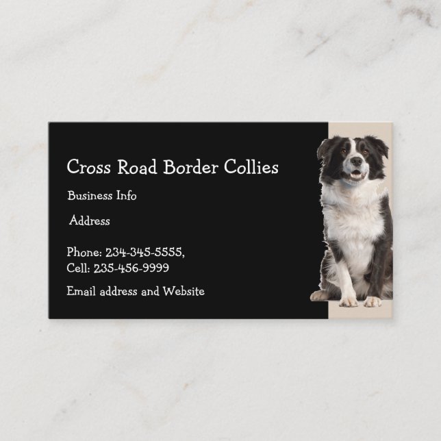 Custom Border Collies Dog Pet Animal Logo  Business Card (Front)