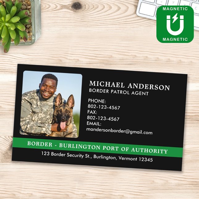 Custom Border Patrol Agent Photo Federal Military Magnetic Business Card (Creator Uploaded)
