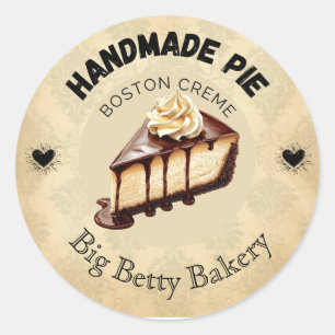 Custom Boston Cream Pie Labels   Personalised Bake