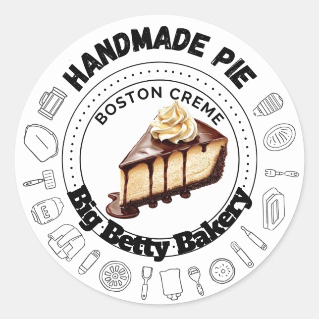 Custom Boston Cream Pie Labels | Personalised Bake (Front)