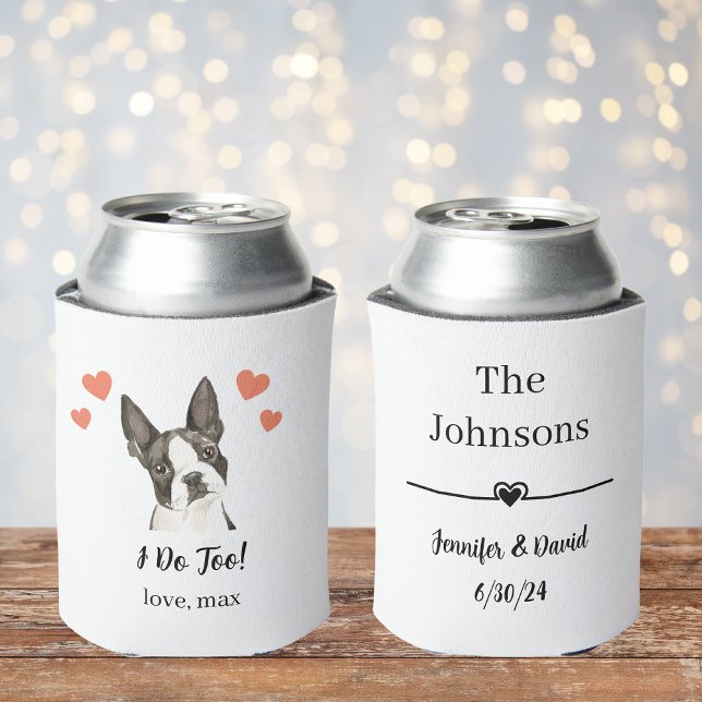 Custom Boston Terrier Pet Wedding Can Cooler (Creator Uploaded)