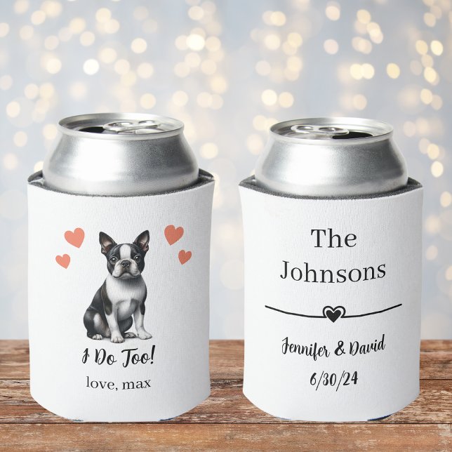 Custom Boston Terrier Pet Wedding Can Cooler (Creator Uploaded)