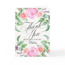 Custom Botanic Floral Bridal Wedding Thank You
