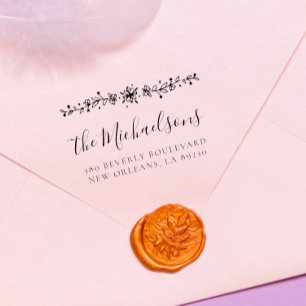 Custom Botanical Family Name Return Address Rubber Stamp