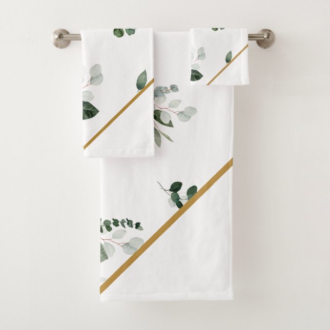 CUSTOM BOTANICAL GOLD BATHROOM TOWEL SET (Insitu)