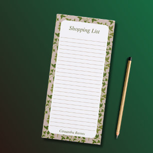 Custom Botanical Grocery Shopping List Magnetic Notepad