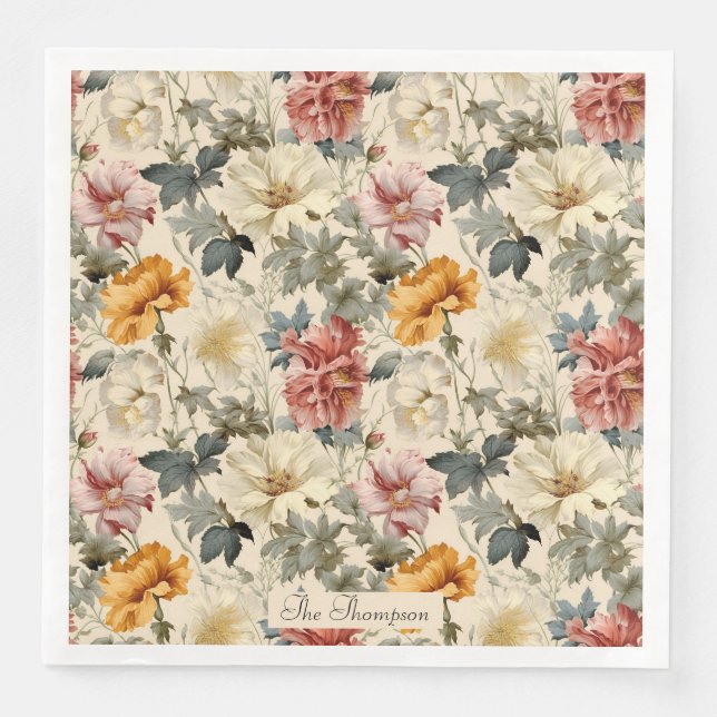 Custom botanical in luxury pattern Vintage art Napkin (Front)