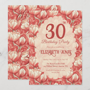 Custom Botanical Inspired Tulip Flower Birthday Invitation