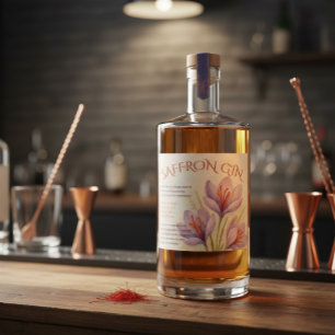 Custom Botanical Small Batch Saffron Gin Label