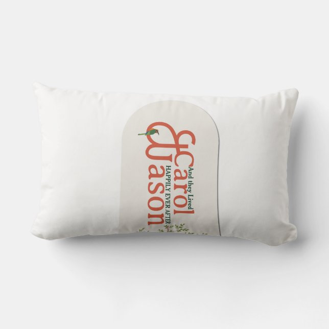 Custom Botanical Wedding Lumbar Cushion (Back)