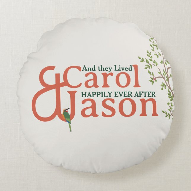 Custom Botanical Wedding Round Cushion (Front)