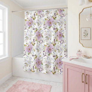 Custom Botanical Wildflower Floral Pattern Shower Curtain