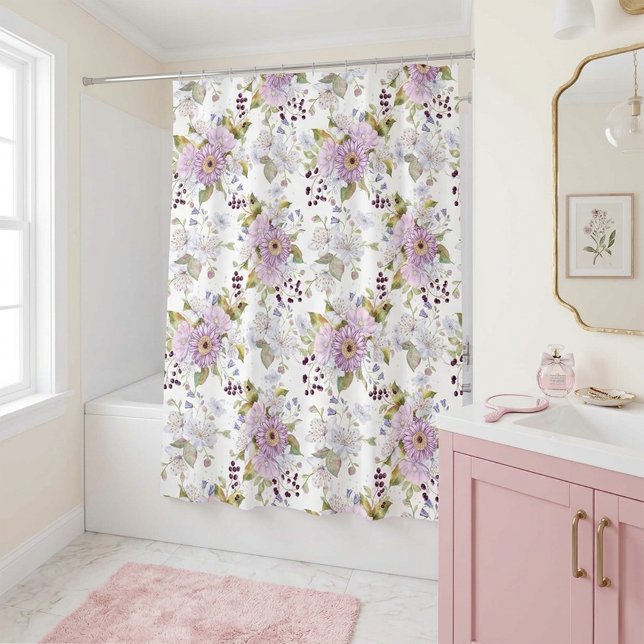  Custom Botanical Wildflower Floral Pattern Shower Curtain (Custom Botanical Wildflower Floral Pattern Shower Curtain)