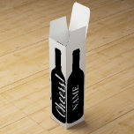 Custom bottle silhouette Holiday party favour gift Wine Box<br><div class="desc">Custom bottle silhouette Holiday party favour gift wine box. Elegant template design with stylish brush script typography. Classy wine box for friends, family, wedding guests, co workers, employees, colleagues, staff, personnel, teachers, nurses etc. Black and white or custom colours. Add your own thank you message and personalised note or company...</div>