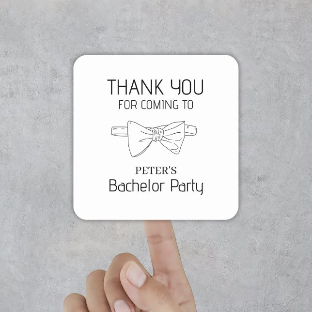 Custom Bow Tie Bachelor Party Thank You Square Sticker (Custom Bow Tie Bachelor Party Thank You Square Sticker
)