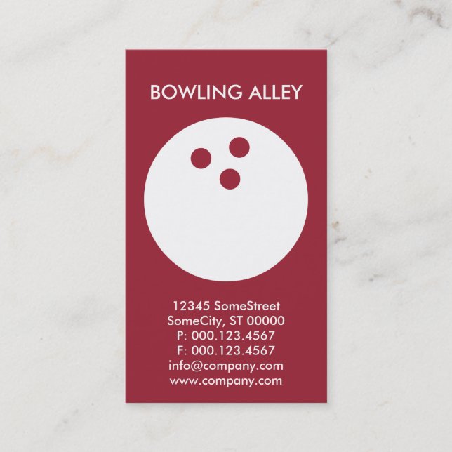 custom bowling alley business card (Front)