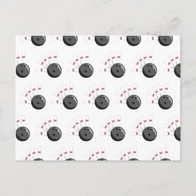 Custom Bowling Ball & Pins Pattern Holiday Postcard (Front)