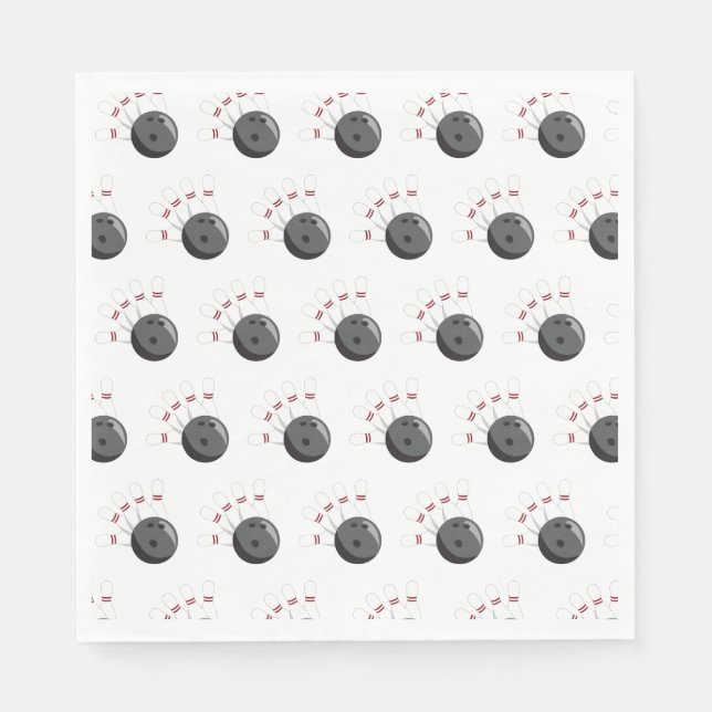 Custom Bowling Ball & Pins Pattern Napkin (Front)