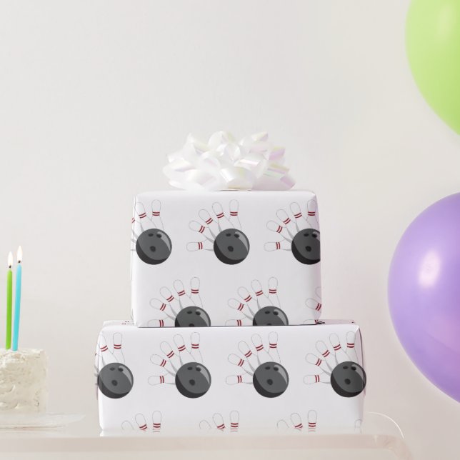Custom Bowling Ball & Pins Pattern Wrapping Paper (Party Gifts)