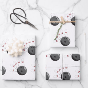 Custom Bowling Ball & Pins Pattern Wrapping Paper Sheet