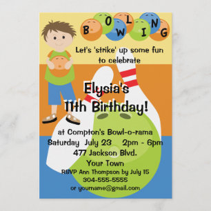 Custom Bowling Birthday Party Invitation