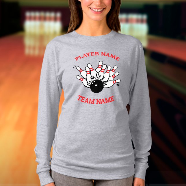 Custom Bowling Team Logo with Player & Team Name   T-Shirt (Creator Uploaded)